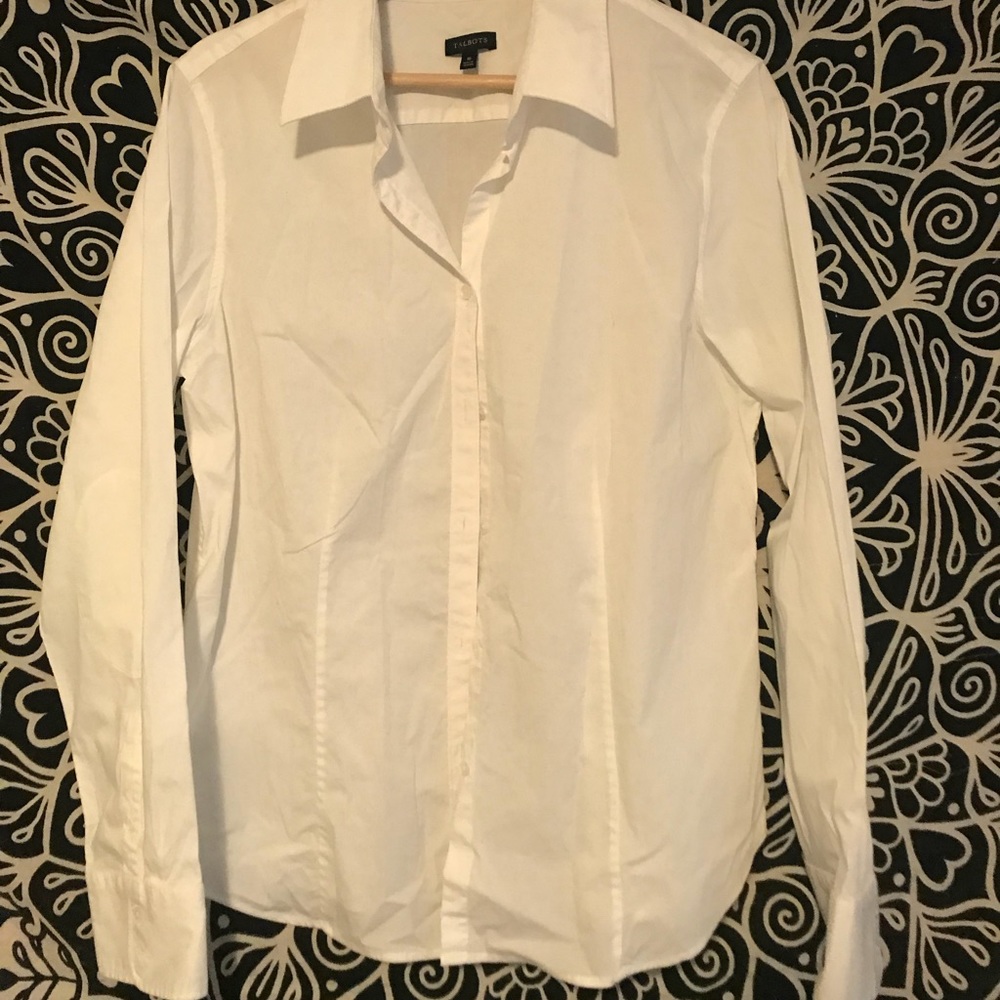 Talbots NWOT White Button-Up Long Sleeve -Size 16
